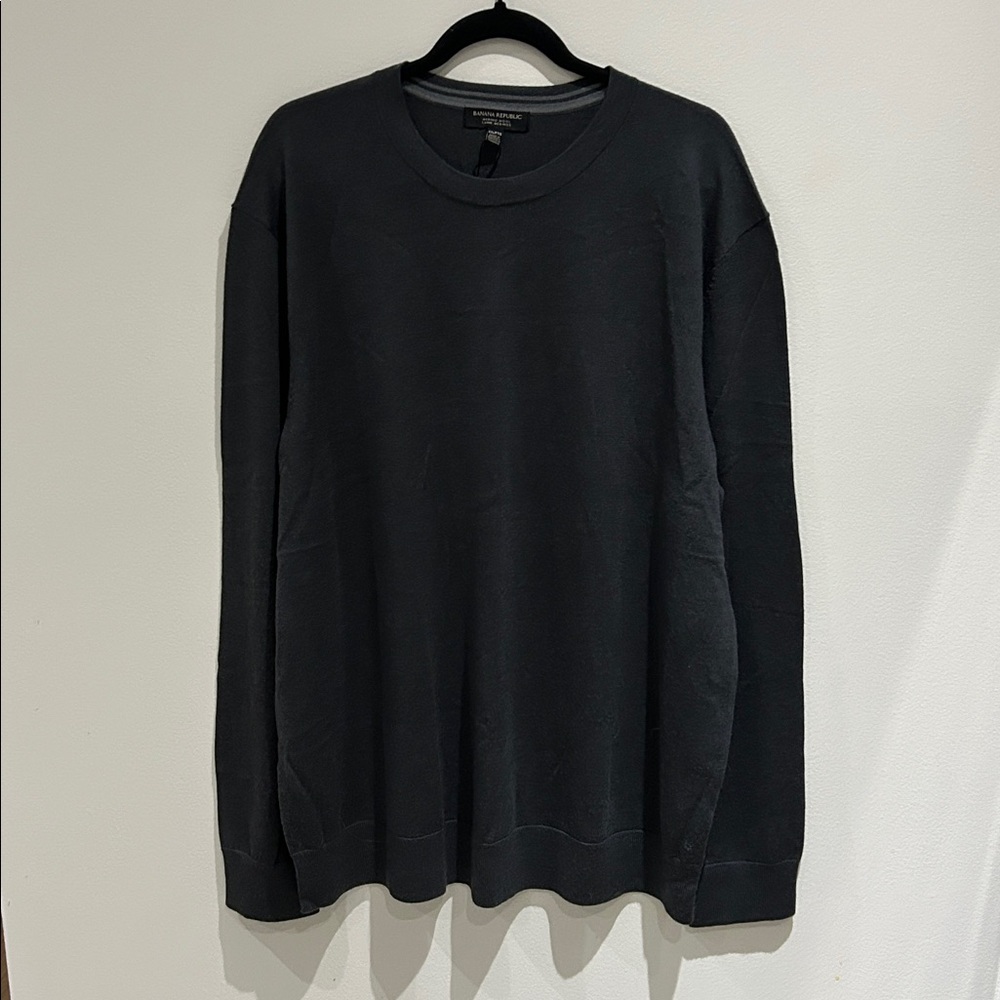 NWOT Banana Republic Mens Crewneck WOOL Sweater - Charcoal Gray-XXL